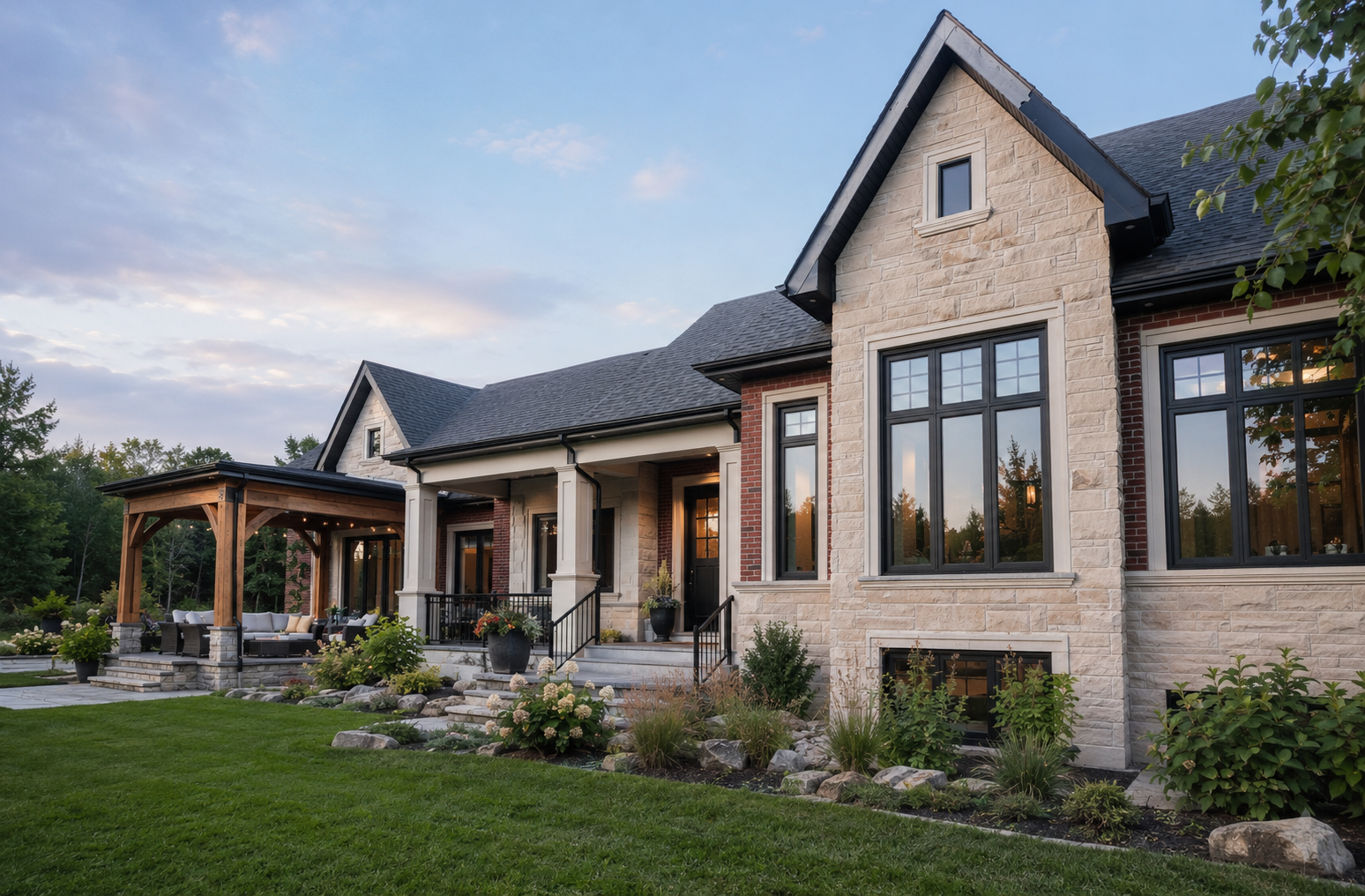 Residential exterior improvements with an upgraded facade and curb appeal in Ontario
