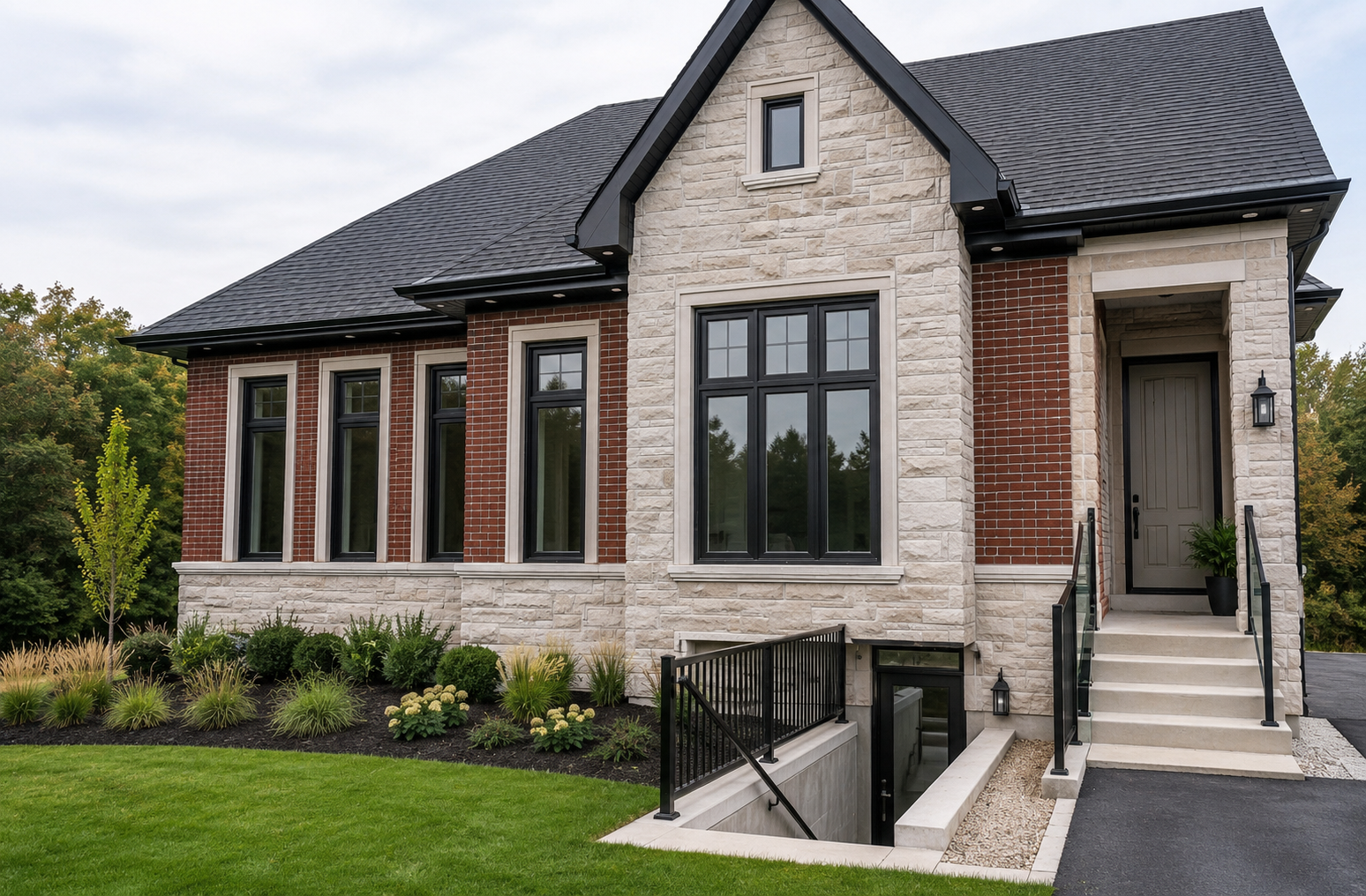 Upgraded income property with durable exterior finishes and lower-level access