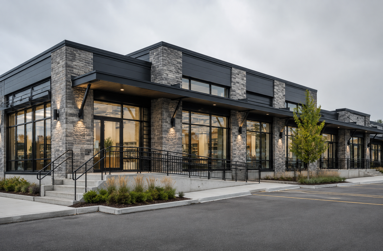 Completed modern commercial building improvement in Ontario