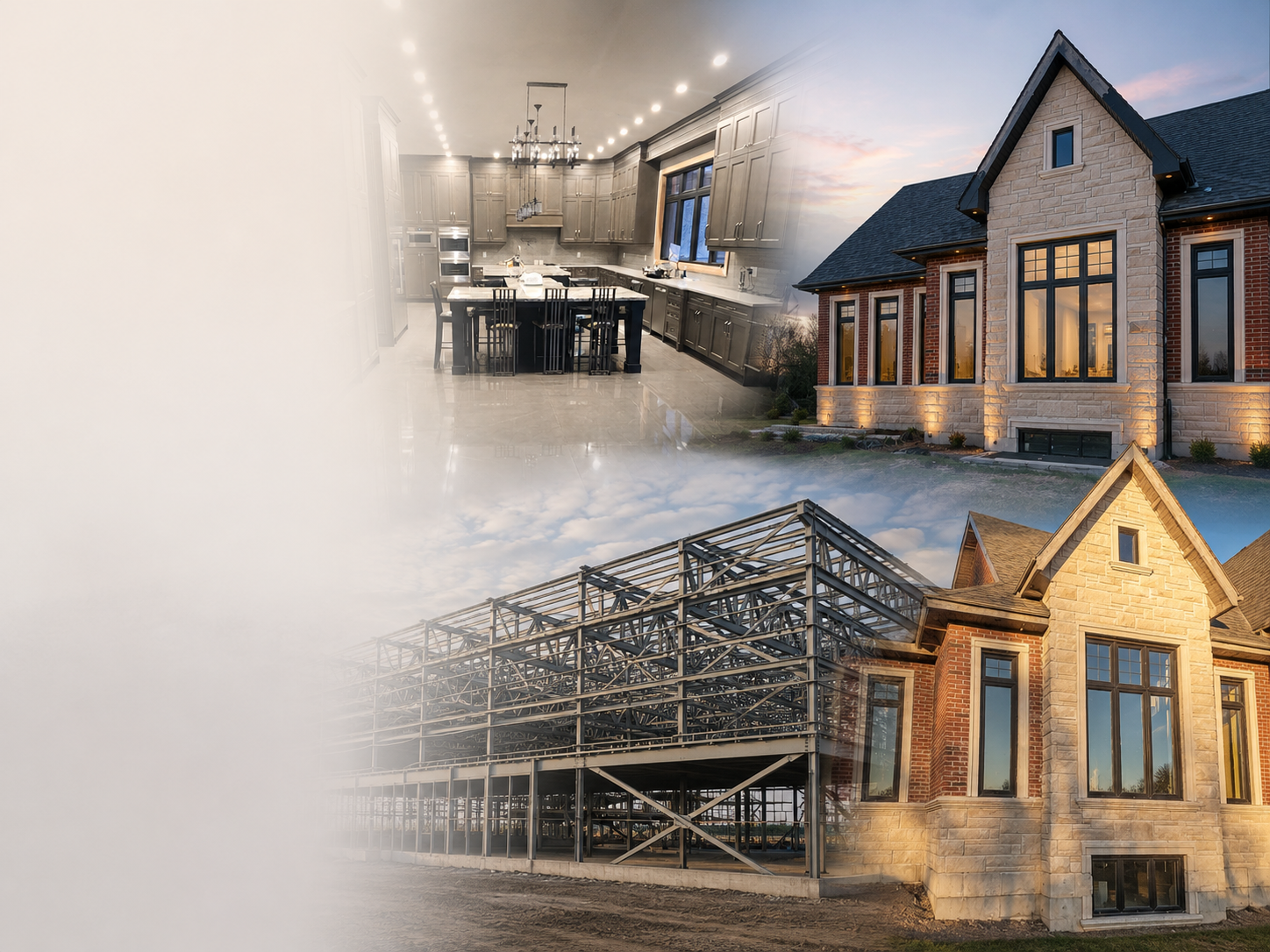 Collage of residential renovation, custom-home and commercial construction work